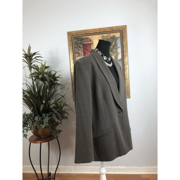 Worthington Women Jacket 1 Button Front Office Siren Clueless Preppy Gray Sz 18 - Picture 2 of 8